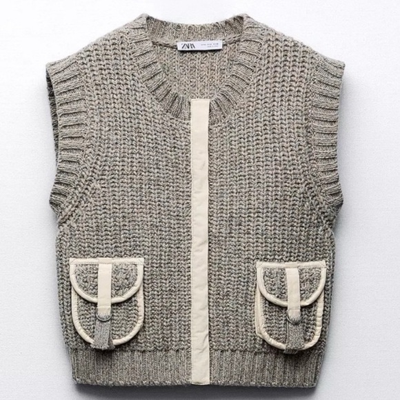 Zara Taupe Knit Sweater Vest - Picture 2 of 9